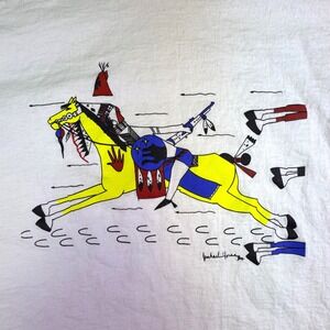 Vintage 1998 Michael Horse Shirt Men's XXL Lawrence Indian Arts Show White